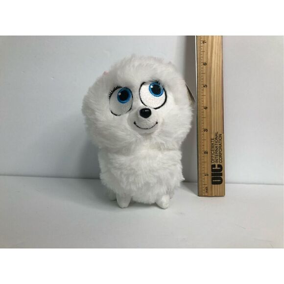the secret life of pets fidget white fluffy dog 6 inches pink bow ty beanie baby - Picture 2 of 7